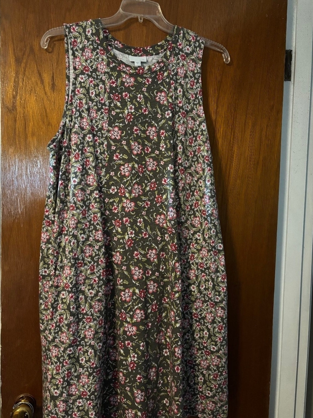 J. Jill Jesery Floral Knit Dark Green Dress Womens Size Xtra Large